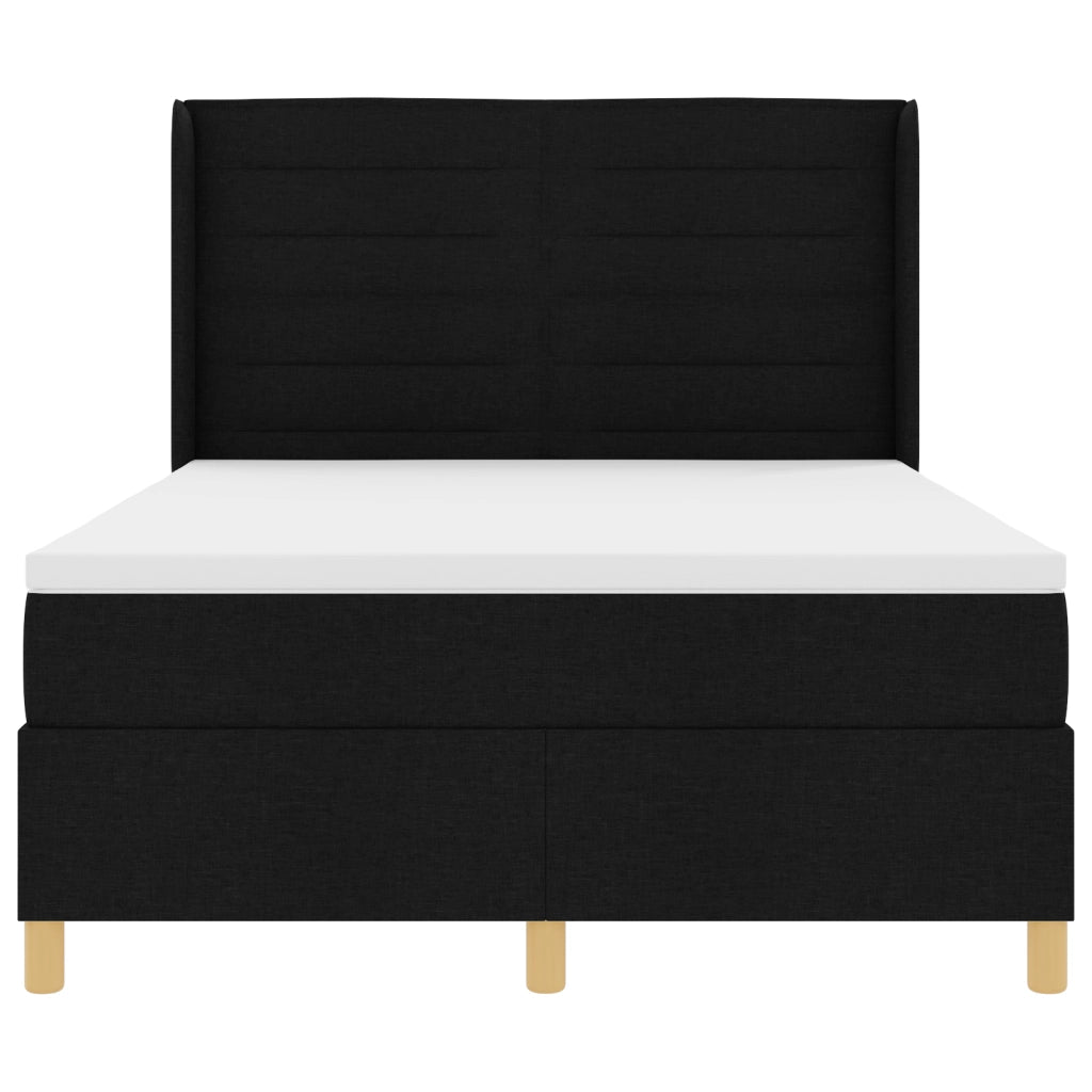 Letto Box Spring  con Materasso Nero 140x200 cm Tessuto
