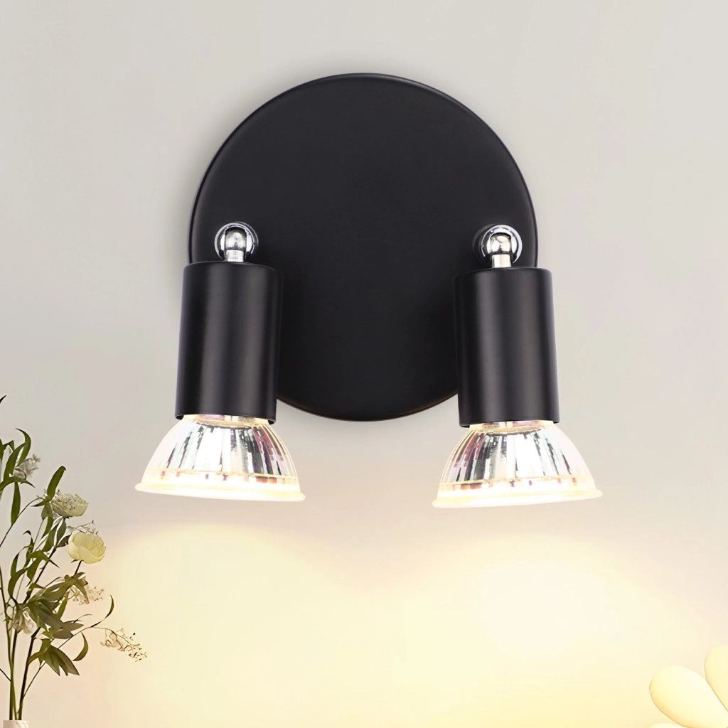 ZMH Faretto da soffitto LED neri 2 fiamme GU10 rotondi metallo girevoli 350° plafoniera