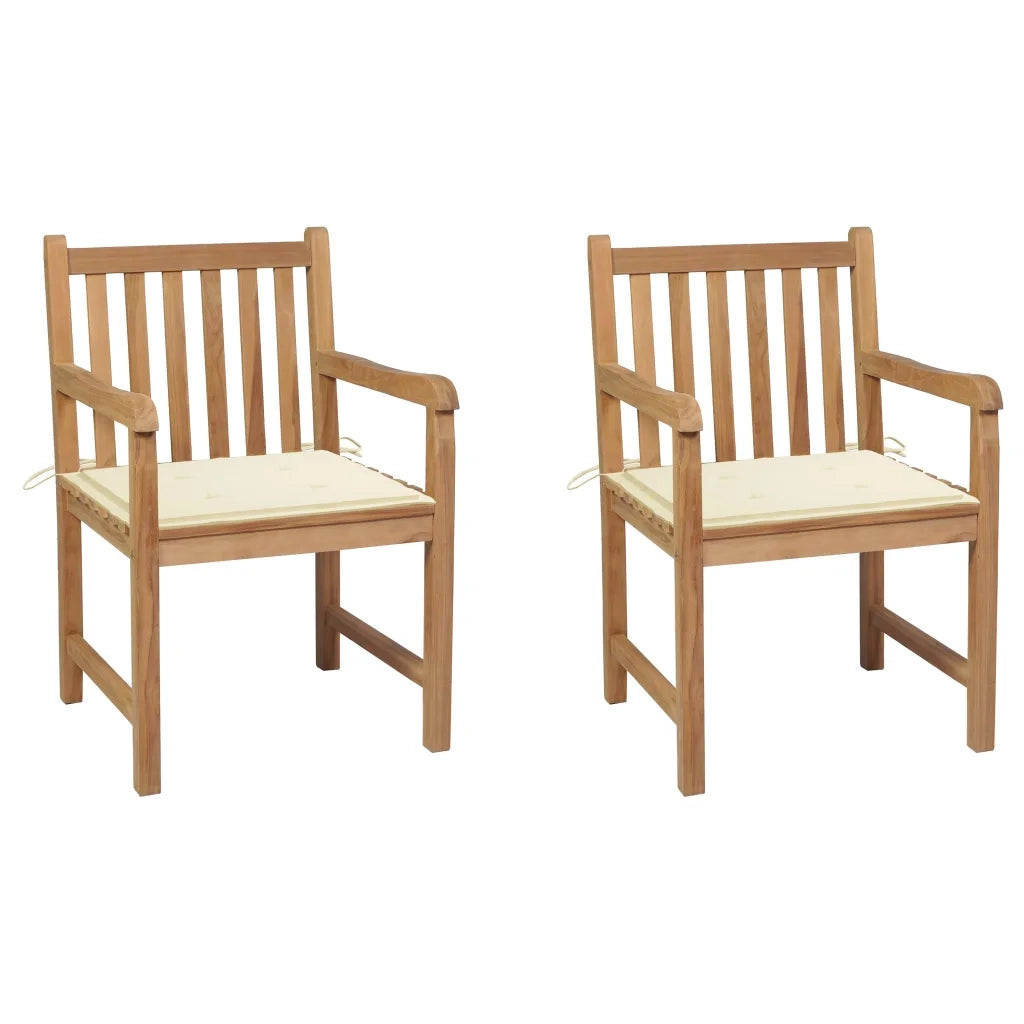 Sedie da Giardino 2 pz con Cuscini Crema in Massello di Teak cod mxl 6776
