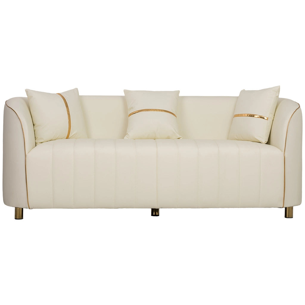 Divano in ecopelle beige 185x72x76h cm