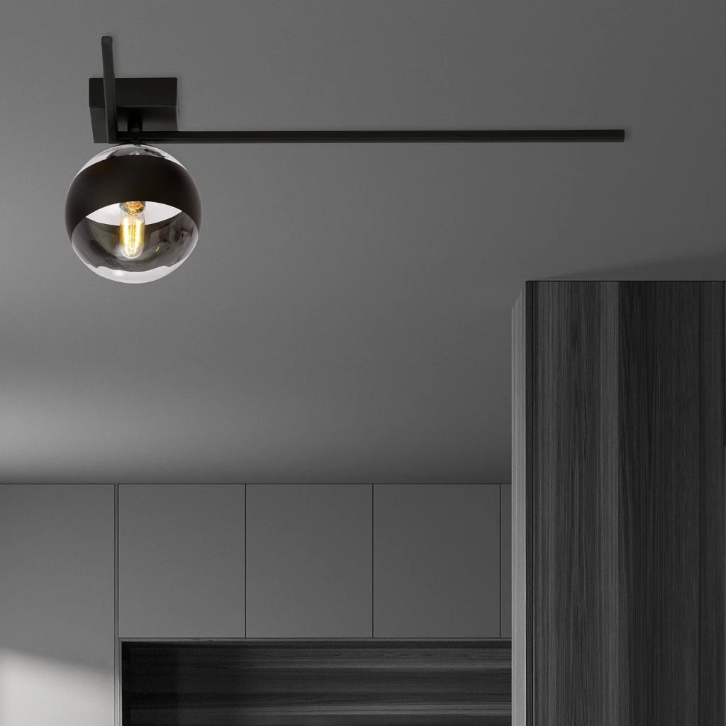 Plafoniera Moderna Perseo Acciaio Nero Mod6 1 Luce E14