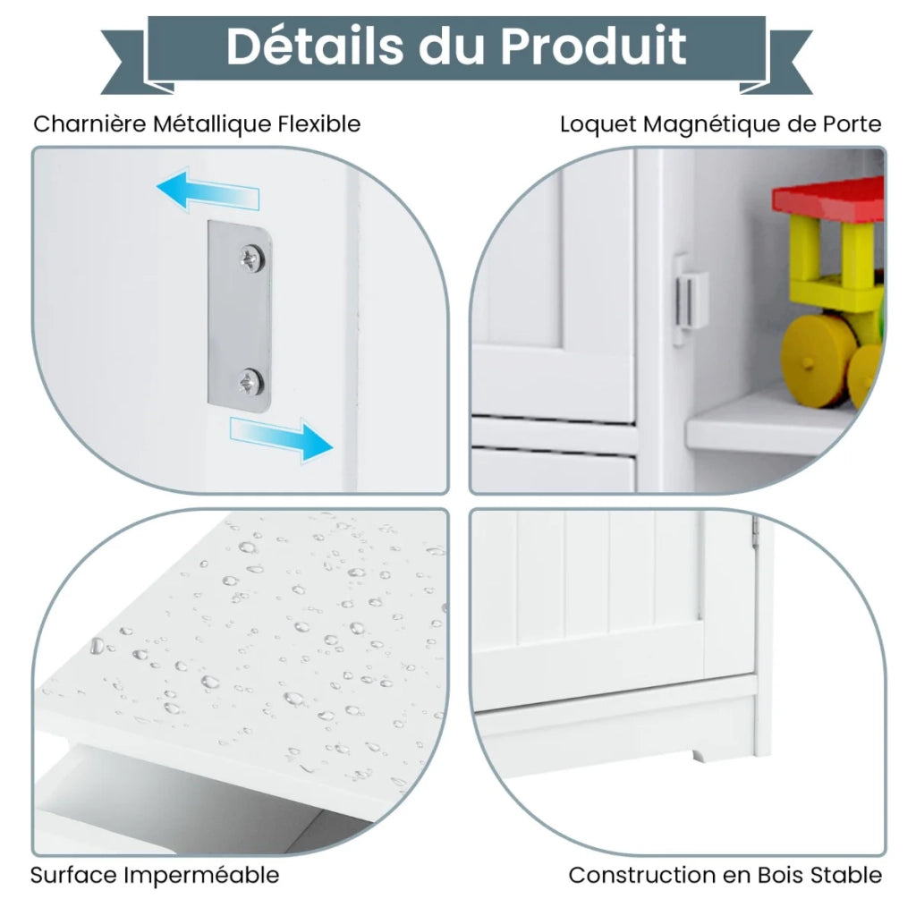 Mobile contenitore moderno per il bagno dimensioni 56 x 30 x 81 cm con 4 cassetti e ripiano regolabile in MDF bianco codice articolo 20_0012753.