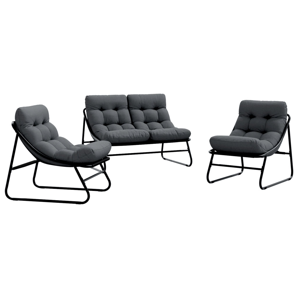Set di Sedute da Esterno Grigio Scuro