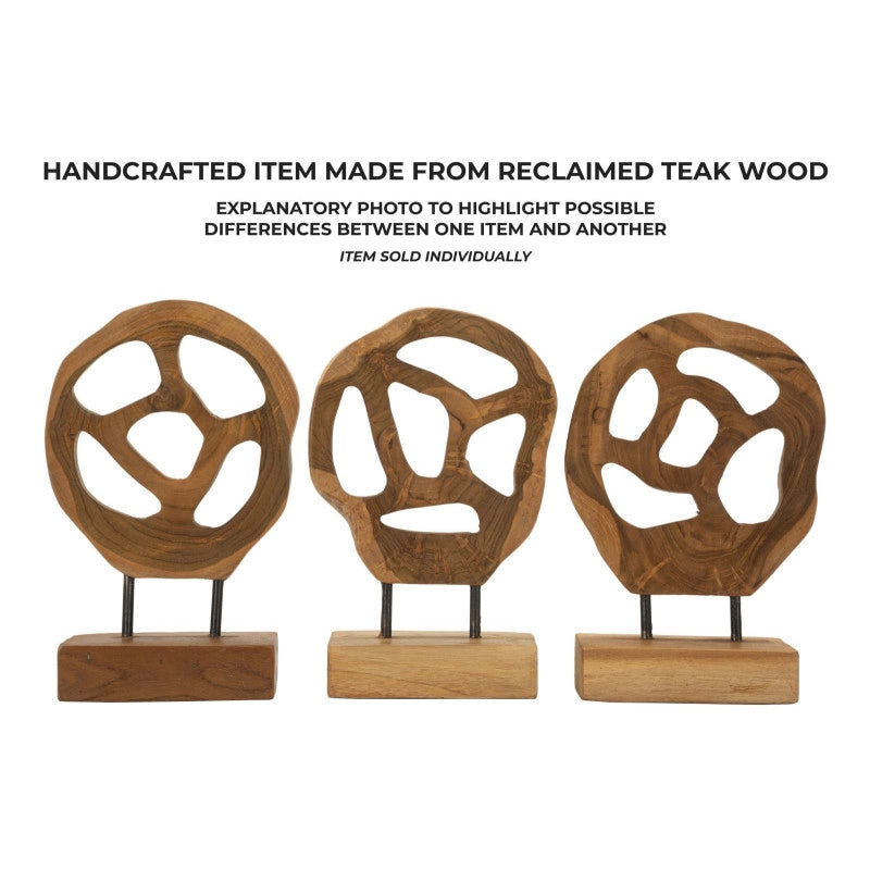 Scultura Lubang In Teak Riciclato cm 18x10x27 (pezzi Unici - Non Ripiani In Serie)
