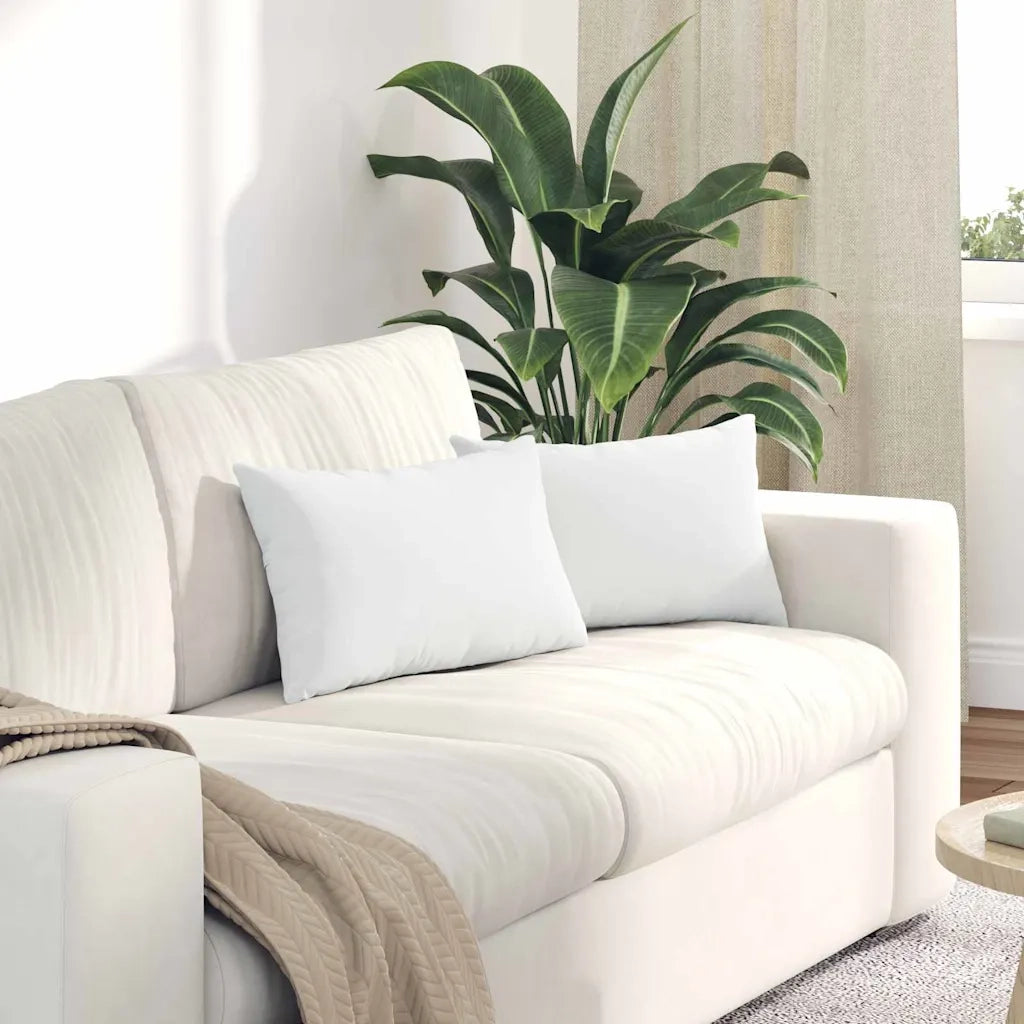 Cuscini da Divano 2 pz-Set di 2 Cuscini per Sofa Bianco 50 x 30 cm Tessuto
