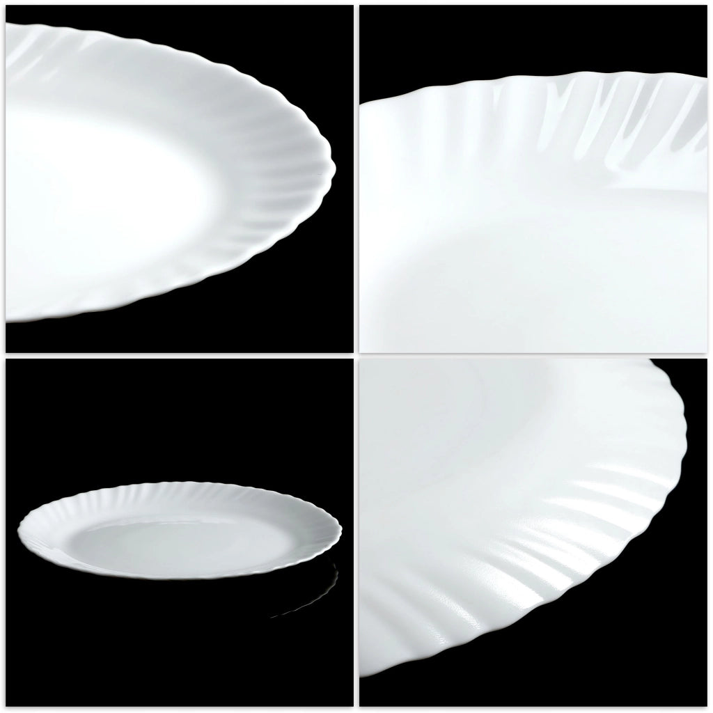 Piatto da portata ovale in vetro KADAX da 25 cm per snack, colore bianco