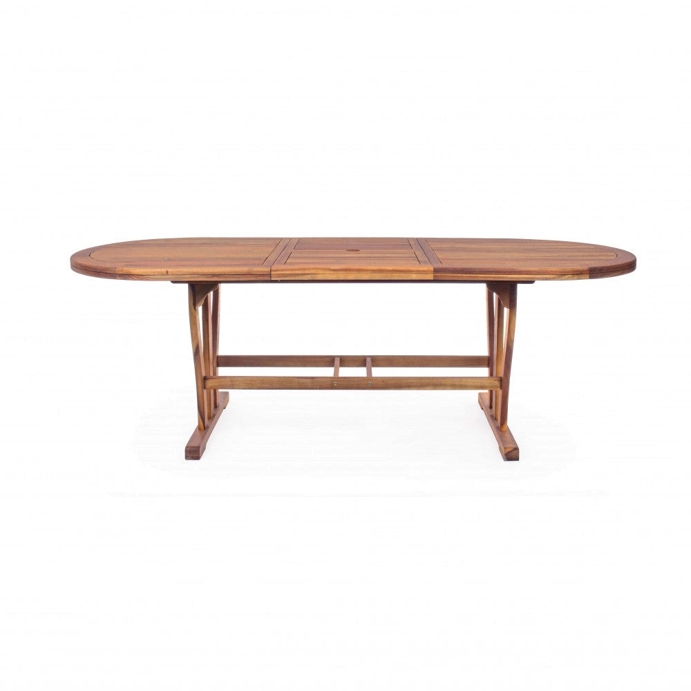 Tavolo Allungabile Ovale Double 150/200x90x74 h cm in Legno di Acacia Marrone