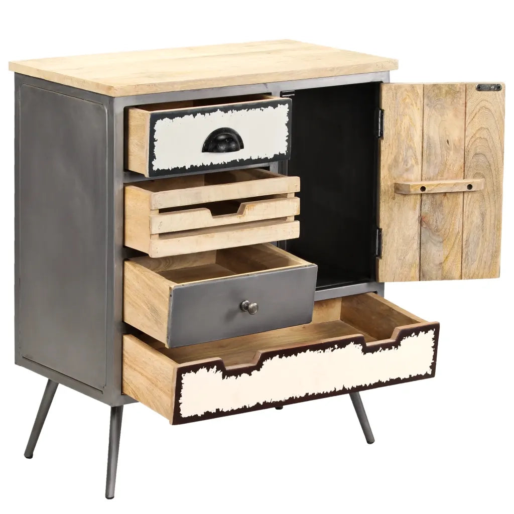 Credenza | Madia | Buffet da pranzo | Armadio da pranzo in Legno Massello di Mango e Acciaio 65x33x76cm