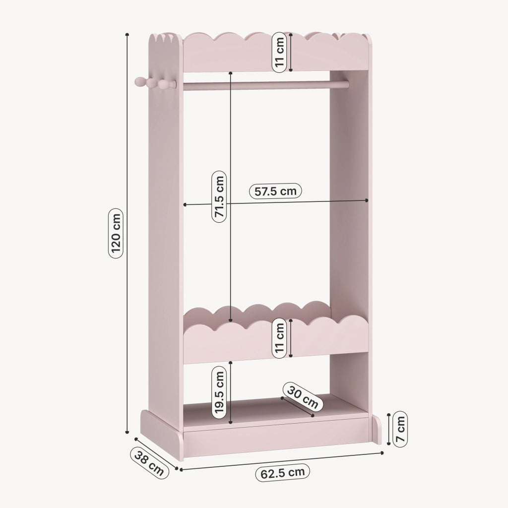 Guardaroba Vestnes per Cameretta con Specchio 120 x 63 x 38 cm - Rosa [en.casa]