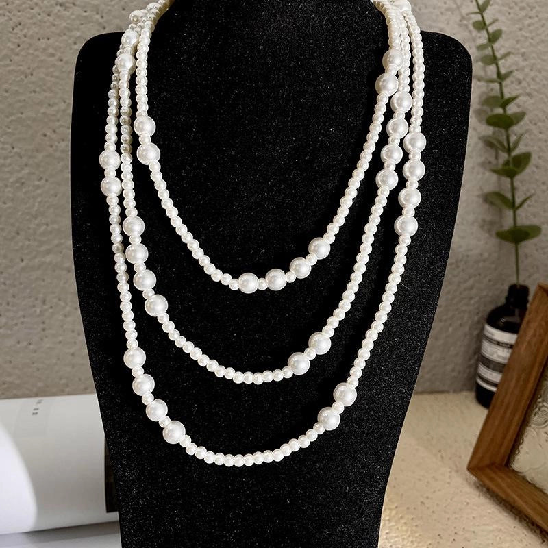 Collana di perle multistrato fatta a mano, regalo di Natale o compleanno.
