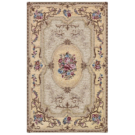 Coppia Tappeti AUBUSSON TORTORA in ciniglia multiuso lavabili antiscivolo cm.65x110 (Set 2 pezzi)