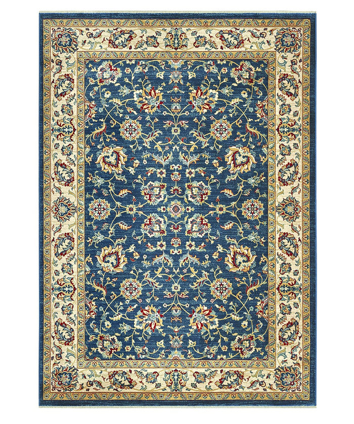 Tappeto KAZAKH 1517 blu e beige cm.140x200 stile orientale persiano alta qualità con effetto lucente