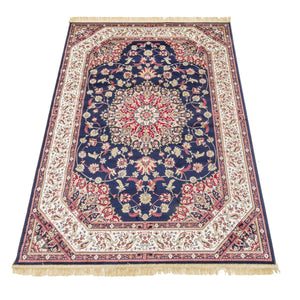 Tappeto RUBINE 317 Keshan BLU motivo persiano orientale stile classico tradizionale cm.160x230. Tappeto salotto, soggiorno, camera da letto, ingresso, corridoio.