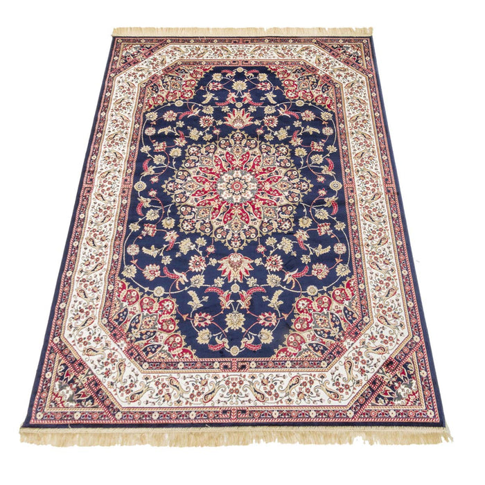 Tappeto RUBINE 317 Keshan BLU motivo persiano orientale stile classico tradizionale cm.160x230. Tappeto salotto, soggiorno, camera da letto, ingresso, corridoio.