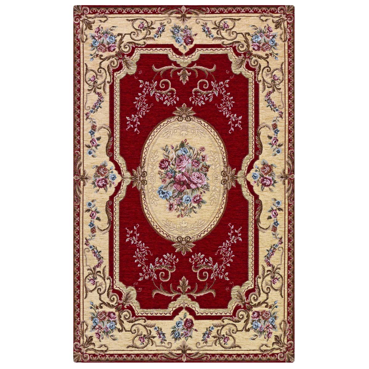 Tappeto AUBUSSON ROSSO in ciniglia multiuso lavabile antiscivolo cm.85x150