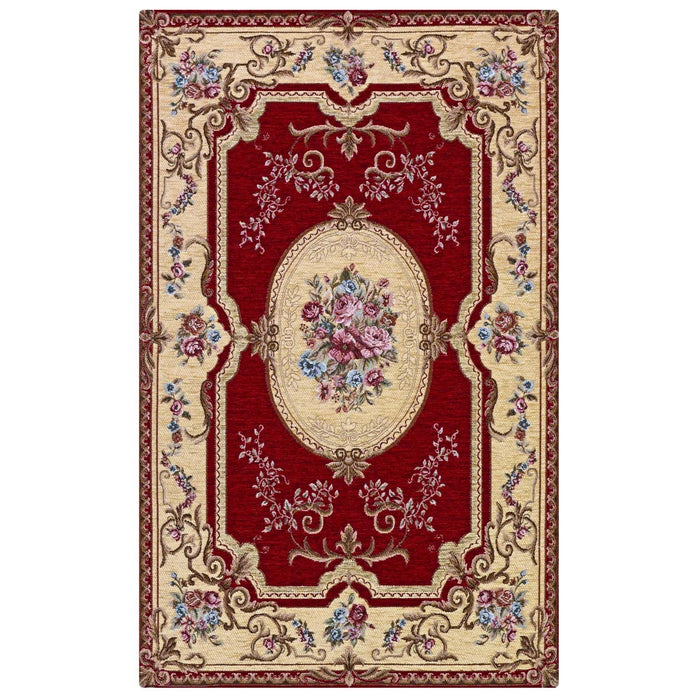 Tappeto AUBUSSON ROSSO in ciniglia multiuso lavabile antiscivolo cm.85x150