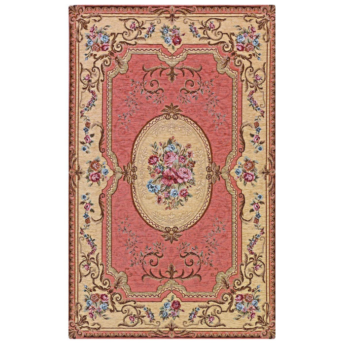 Tappeto AUBUSSON ROSA in ciniglia multiuso lavabile antiscivolo cm.65x220 passatoia