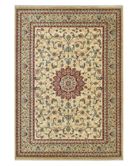 Tappeto KAZAKH 2154 beige e rosso cm.240x340 stile orientale persiano alta qualità con effetto lucente