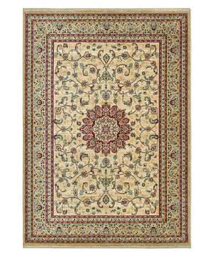Tappeto KAZAKH 2154 beige e rosso cm.240x340 stile orientale persiano alta qualità con effetto lucente