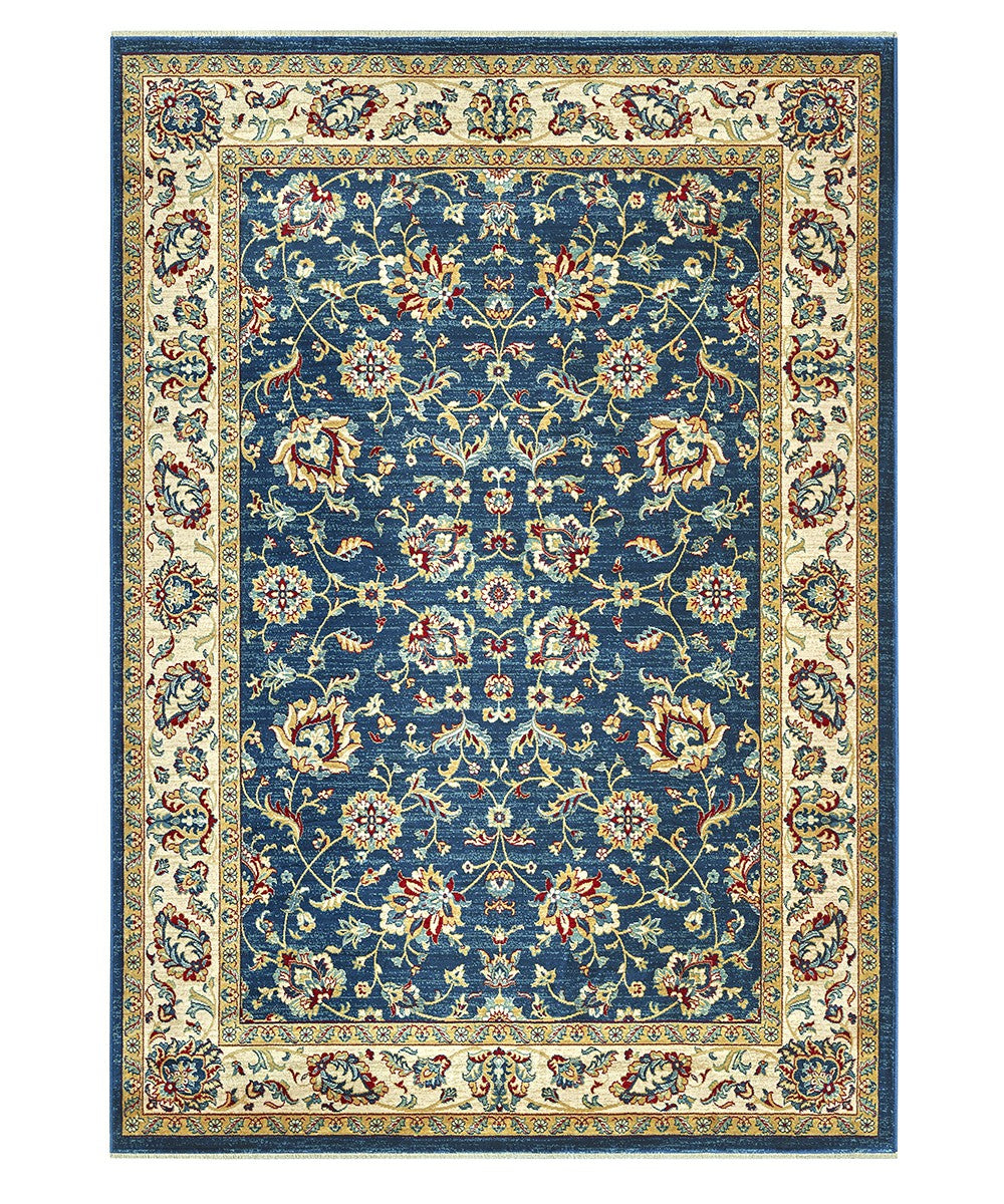 Parure di tappeti KAZAKH 1517 disegno classico persiano colore blu e beige tris scendiletto (1pz cm.80x150 + 2pz cm.60x120)