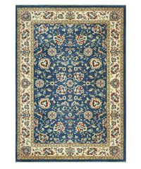 Parure di tappeti KAZAKH 1517 disegno classico persiano colore blu e beige tris scendiletto (1pz cm.80x150 + 2pz cm.60x120)