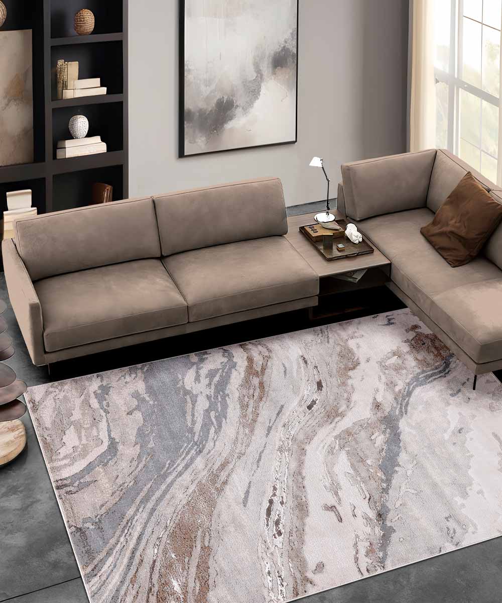 Tappeto NEVADA 9155 beige grigio stile moderno effetto marmo cm.160x230