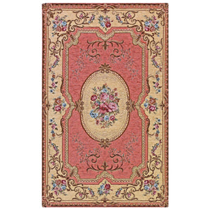 Coppia Tappeti AUBUSSON ROSA in ciniglia multiuso lavabili antiscivolo cm.55x90 (Set 2 pezzi)
