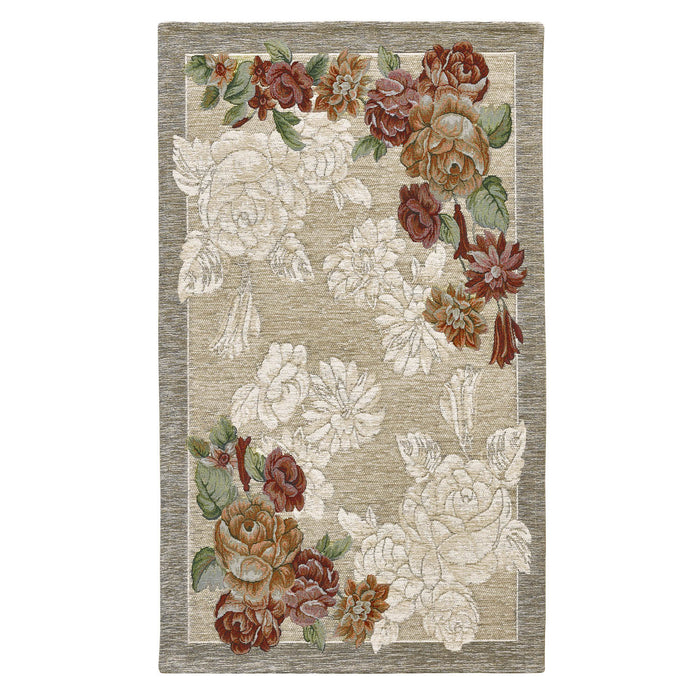 Tappeto floreale BLOOM TORTORA disegno moderno con fiori, multiuso lavabile antiscivolo cm.175x240
