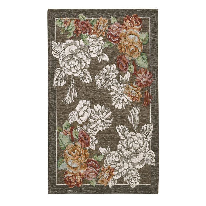 Tappeto floreale BLOOM FANGO disegno moderno con fiori, multiuso lavabile antiscivolo cm.140x200