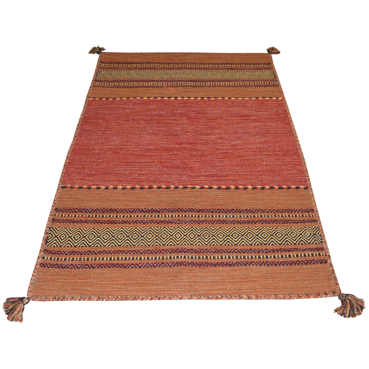 Tappeto ANTIQUE-KILIM arancione tessuto a mano in cotone e ciniglia cm.60x90