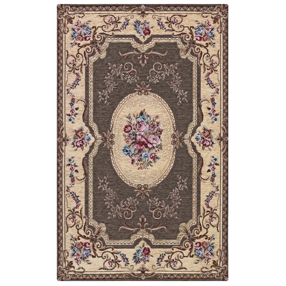 Tappeto AUBUSSON FANGO in ciniglia multiuso lavabile antiscivolo cm.140x200