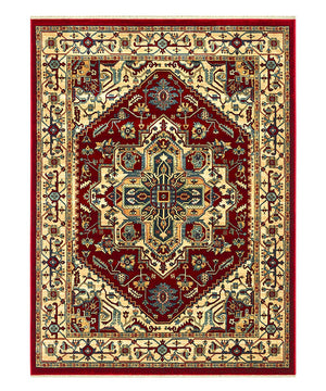 Tappeto KAZAKH 1535 rosso e oro cm.200x300 stile orientale persiano alta qualità con effetto lucente