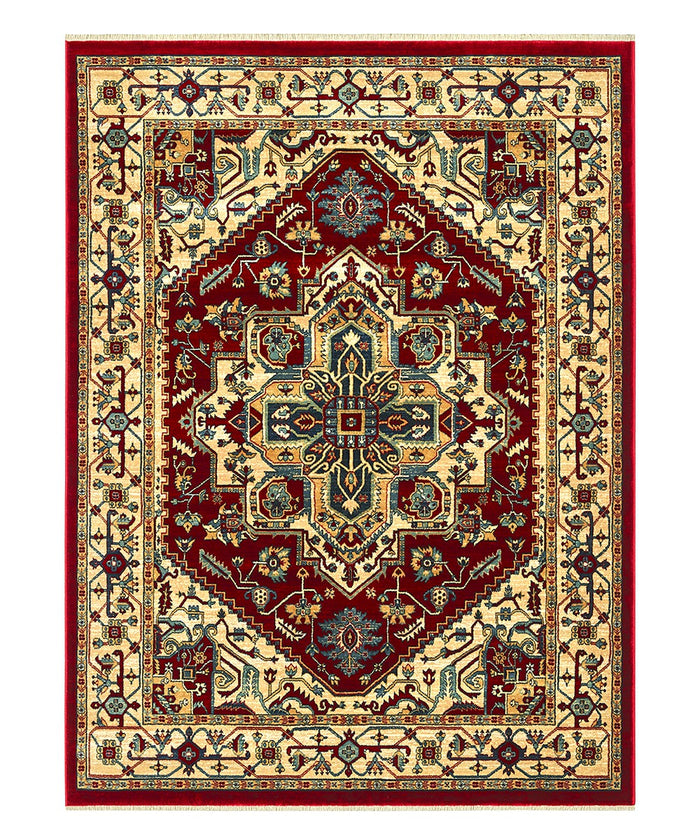 Tappeto KAZAKH 1535 rosso e oro cm.200x300 stile orientale persiano alta qualità con effetto lucente