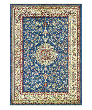 Tappeto KAZAKH 2154 stile orientale persiano blu navy e beige cm.160x240