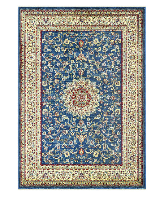 Tappeto KAZAKH 2154 stile orientale persiano blu navy e beige cm.160x240