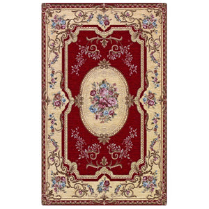 Coppia Tappeti AUBUSSON ROSSO in ciniglia multiuso lavabili antiscivolo cm.55x90 (Set 2 pezzi)