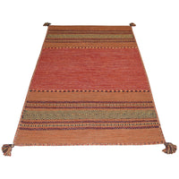 Tappeto ANTIQUE-KILIM arancione tessuto a mano in cotone e ciniglia cm.120x180