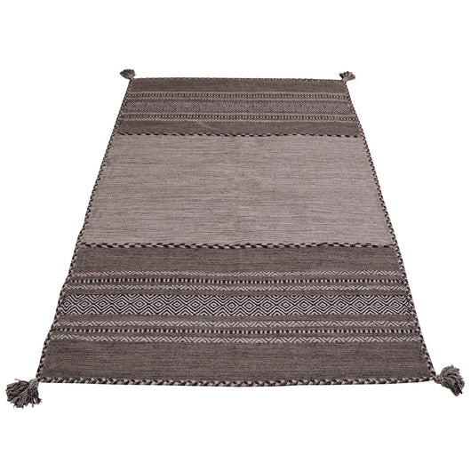 Tappeto ANTIQUE-KILIM beige tessuto a mano in cotone e ciniglia cm.60x200