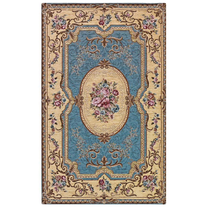 Tappeto AUBUSSON AZZURRO in ciniglia multiuso lavabile antiscivolo cm.65x300 passatoia