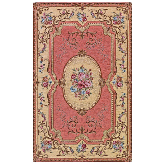 Tappeto AUBUSSON ROSA in ciniglia multiuso lavabile antiscivolo cm.115x175