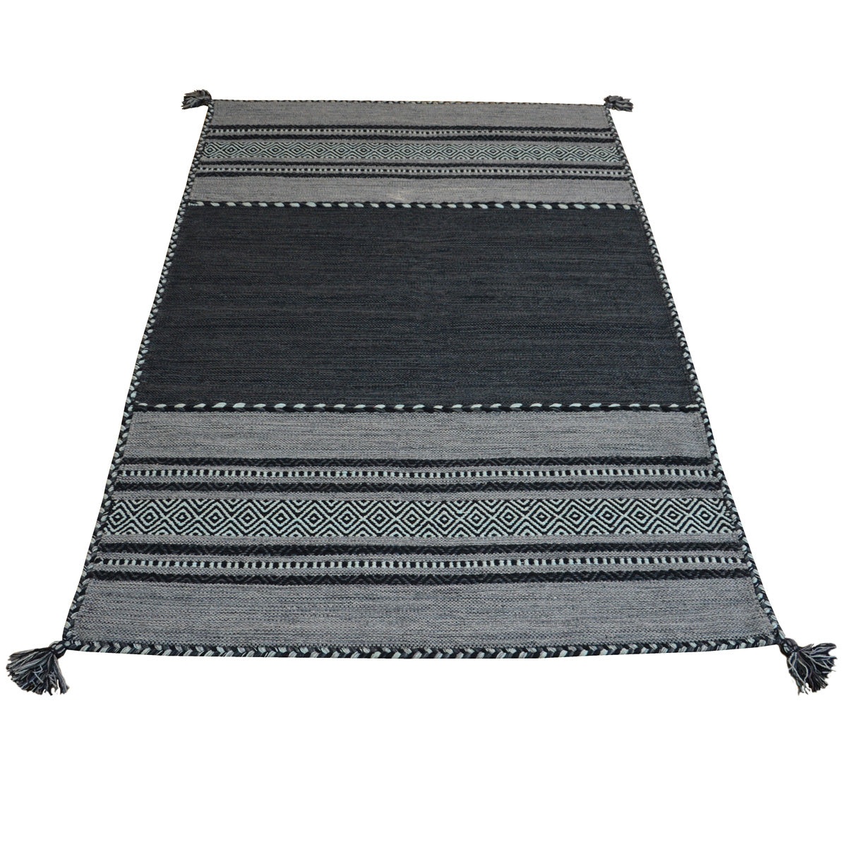 Tappeto ANTIQUE-KILIM grigio tessuto a mano in cotone e ciniglia cm.70x140
