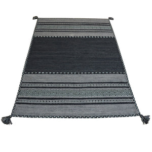 Tappeto ANTIQUE-KILIM grigio tessuto a mano in cotone e ciniglia cm.70x140