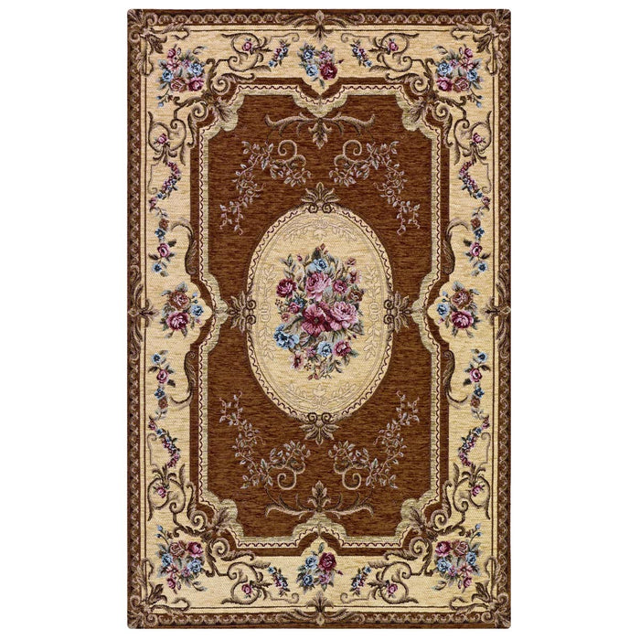 Tappeto AUBUSSON MARRONE in ciniglia multiuso lavabile antiscivolo cm.175x240