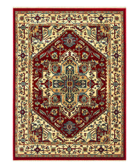 Tappeto KAZAKH 1535 rosso e oro cm.240x340 stile orientale persiano alta qualità con effetto lucente