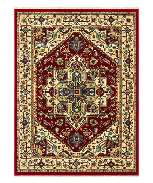 Tappeto KAZAKH 1535 rosso e oro cm.240x340 stile orientale persiano alta qualità con effetto lucente