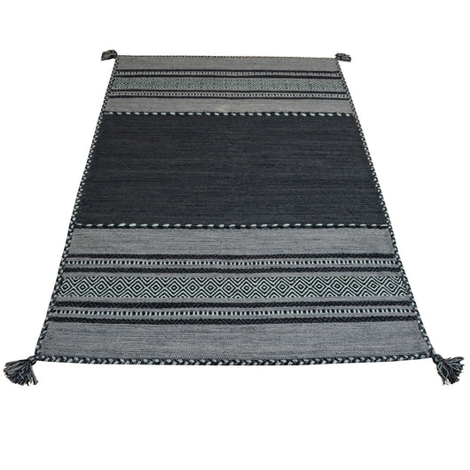 Tappeto ANTIQUE-KILIM grigio tessuto a mano in cotone e ciniglia cm.60x240