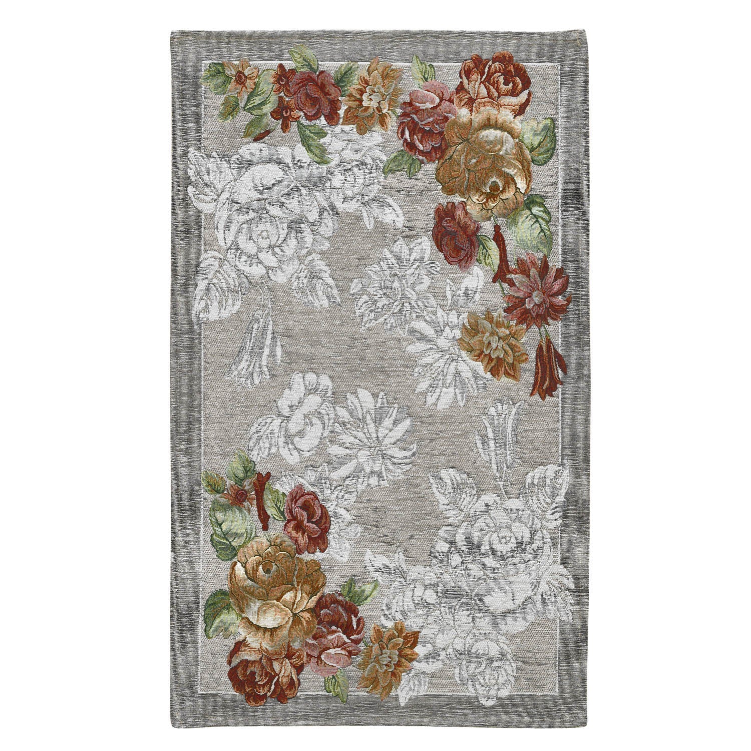 Tappeto floreale BLOOM GRIGIO disegno moderno con fiori, multiuso lavabile antiscivolo cm.175x240