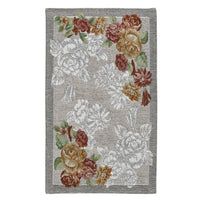 Tappeto floreale BLOOM GRIGIO disegno moderno con fiori, multiuso lavabile antiscivolo cm.85x150