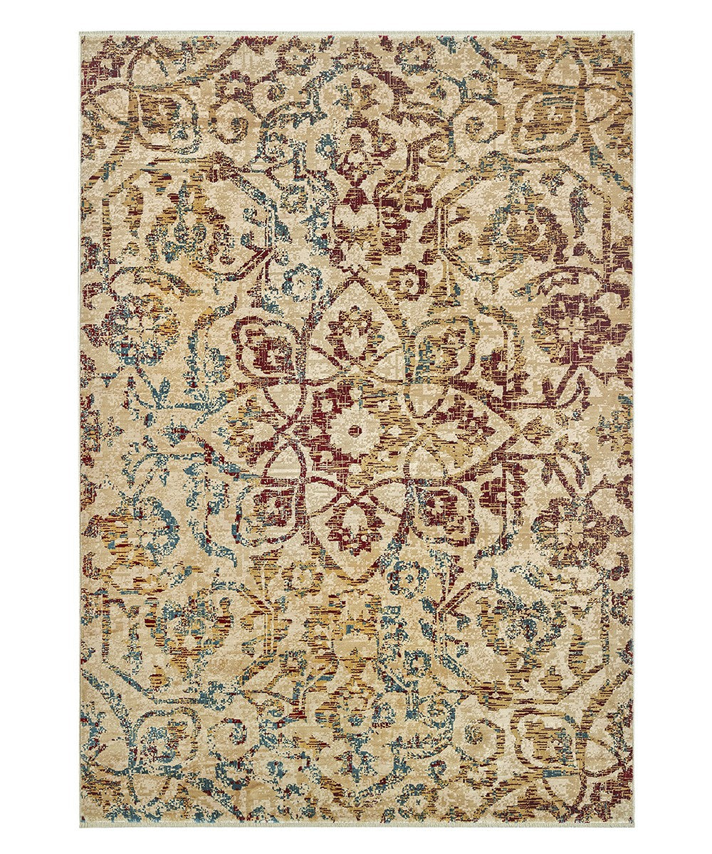Tappeto KAZAKH 1529 beige e multicolore cm.300x400 stile orientale persiano alta qualità con effetto lucente
