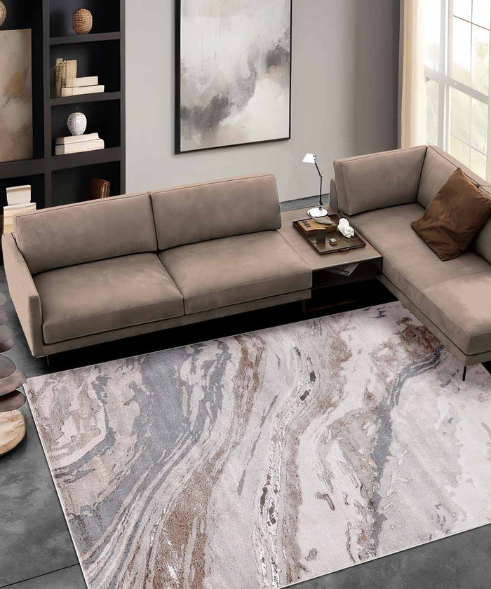 Tappeto NEVADA 9155 beige grigio cm.240x340 stile moderno effetto marmo